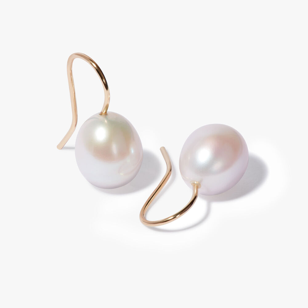 18ct Yellow Gold Baroque Pearl Hook Drop Earrings | Annoushka jewelley